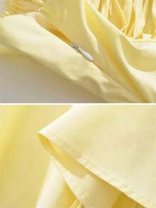 Mujeres Temperamento Moda Senior Sentido Francés Tirantes Suave Viento Vestidos Largo Dividido, Mujeres Temperamento Elegante Sexy Tirantes Vestido Elástico, conjuntos elegantes de mujer falda,Suave y Cómodo Tejido Agradable a la Piel, Adecuado para Banquetes, Asistir a Eventos, Hospedaje, Playas, Viajar Sesiones de Fotos, Fotografía de Calle, Trabajo y Uso Casual Diario. - Amarillo - Ver 9