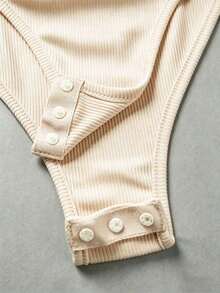 body de punto blanco con cuello vuelto y media cremallera, body de mujer para primavera/verano, ideal para vacaciones y playa - Multicolor - Ver 4