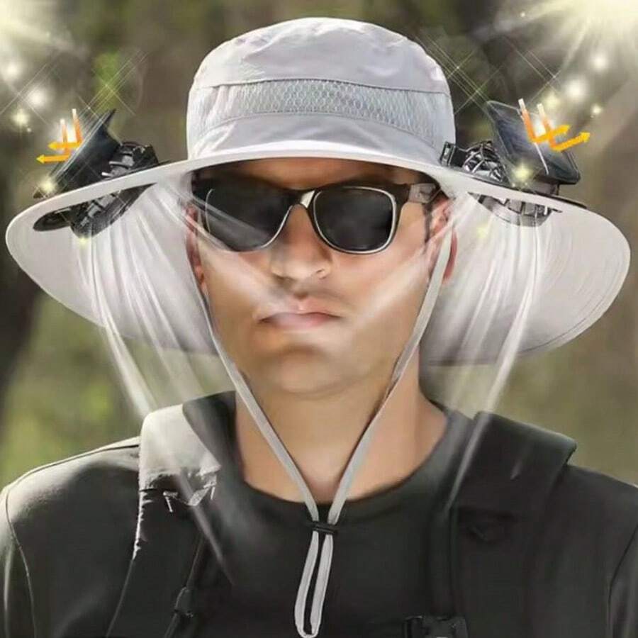 RECHARGEABLE SOLAR OR DIRECT LIGHT FAN HAT FOR MEN AND WOMEN SUN PROTECTION RANDOM COLOR - Multicolor - View 1
