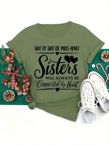 Printed T-Shirts Are Modern And Beautiful Women's Clothing. The "The Sisters" Design Is Loose-Fitting And Suitable For Sports And Parties. They Are Cute, Elegant, And Make A Stylish Gift. They Are Soft, Machine Washable, And Stretchy. These Casual Loungewear T-Shirts Have A Crew Neck And Short Sleeves And Are Made Of 100% Cotton. - 綠色的 - 查看 12