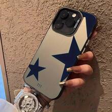 Phone Case - New Fashion Blue With Large Star And Number Design, High Quality Protective Cover Suitable For IPhone, Multiple Models Including 16/15/14/13/12 11 Pro Max Series And 12Pro 13Promax 14Plus 15Plus 16Plus 12Mini 13Mini 14Pro - Black - View 4