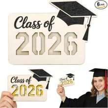 1个2026年毕业季木质存钱罐，高中/大学毕业帽设计，可作现金礼品框 - 彩色 - 查看 7