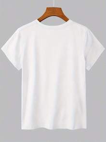 1 Piece Of Women's Botanical Print Cotton T-Shirt, Cool, Breathable, Casual Natural Style, Round Neck, One-Piece, With Fun Letter And Animal Print, Stylish, With "You Can't Control Me" And "Animal Donkey" Prints, For Spring, Summer, Sports, Vacation, Short Sleeve, Casual Holiday Style, Loose And Slimming Retro Fashion, Versatile, Short Sleeve T-Shirt For Women, Ideal For Everyday Wear On Summer Vacation. Suitable For Spring, Summer And Autumn. - 白色 - 查看 2