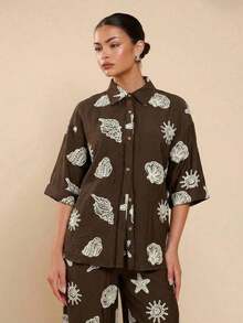Camisa de lino negra de manga corta con bordado para mujer, camisa bordada casual, camisa negra de manga corta, camisa negra, camisa de vacaciones - Multicolor - Ver 12