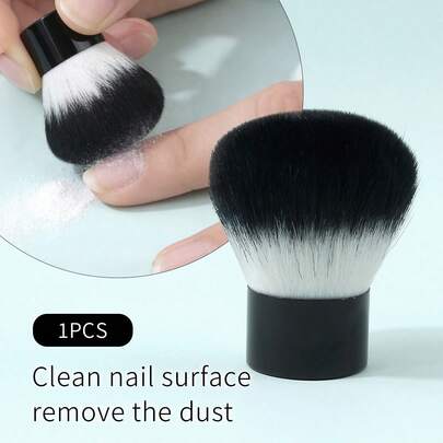 1pc Portable Nail Powder Brush, Metal Short Handle Design With Soft Bristles, Easy & Quick Nail Powder Cleaning For Beginners & Manicure Makeup, Multi-Purpose