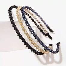 3pcs Rhinestone Beaded Headbands, Elegant Charming Thin Hair Hoop, Sweet Versatile Outdoor Accessories, Women Jewelry Hair Accessories, Shiny Headband Gift Hairband - Multicolor - View 6