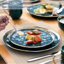 Dinner Plate - Set Da 16 Pezzi - Nero Verde E Oro - View 2