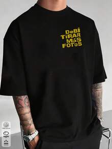 1 Piece,-Men's Loose % Cotton Tailor Made T-Shirt, Summer Clothing, Plus Size Summer Tops, K-Series, Cotton Tops, Men's Clothing, Clothing & - 黑色 - 查看 3