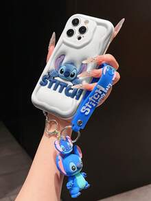 Disney Lilo And Stitch Phone Case : 3D Fluffy Pattern Border Protector Phone Soft Phone Case With A Free Cute Stitch Bracelet Chain Lanyard, Stitch, Lilo, Angel, For Apple 17 Promax 17 Pro 16 15 14 13 12 11 Pro Max XS Max X XR Soft Cover Summer Phone Case - White - View 4