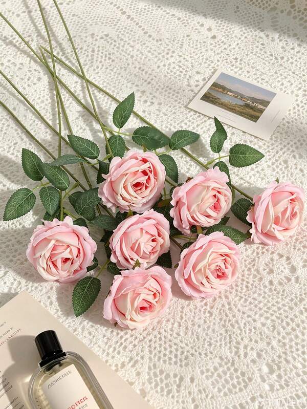 6pcs, 19.69in, Artificial Spring & Summer Bouquet Vase Floral Decor, Simulated Ruffled Rose Flower Stems, Lifelike Look. Perfect For Wedding Floral Arrangement, Home Decoration, Bridal Bouquet, DIY Flower Bundling, Vase Floral Display And Dining Table Centerpiece Decoration, Suitable For All Seasons.