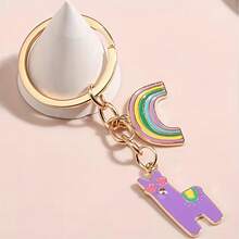 1 Móc khóa hợp kim kiểu hoạt hình dễ thương, hình lạc đà Alpaca và hoa cúc cầu vồng tráng men, phụ kiện túi xách mạ vàng, quà tặng tốt nghiệp và sinh nhật. - Nhiều màu - Xem 7