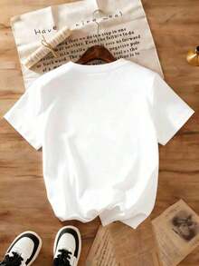 Fashion Printed T-Shirts For Women, Oversized Streetwear Tops, Comfortable And Stylish All-Match Summer Tees. Classic T-Shirt With "Sarcastic Spanish" Print For Women, Comfortable Fit And Casual Style. - 白色 - 查看 2