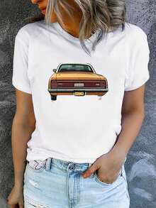 Camiseta de verano para mujer, de manga corta y estampada, moderna y casual, lavable a máquina y de ajuste cómodo. - Blanco_03 - Ver 10