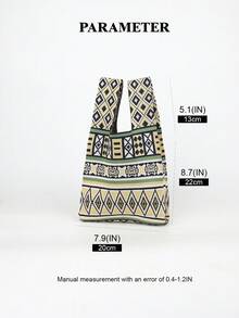 Mini Lightweight Foldable Cute Blue Resin Hollow Breathable Contrast Color Knitted Handbag Wristlet Bag, Suitable For Vacation, Photo Shooting, School For Female Students - Yellow - View 2