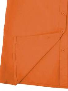 Blusa de manga larga con cuello en V de unicolor para mujer, elegante y esencial para el trayecto de primavera - Naranja - Ver 5