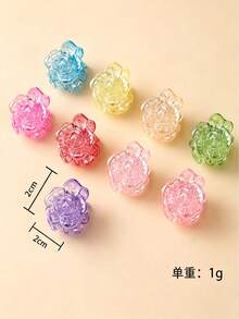 20pcs Cute & Fashionable Rose Flower Hollow Hair Clips, Suitable For Girls, 2cm Hollow Ponytail Clips, Multiple Colors Available - Multicolor - View 5