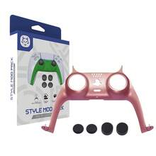 Juego TOPWOLF 5 en 1: Cubierta protectora del controlador de juego, que incluye cubiertas decorativas de repuesto para el frente y el mango central, y 4 tapas para los joysticks, compatible con 5 accesorios de juego, fabricado en material ABS, molde auténtico (controlador no incluido) - Juego de fundas 5 en 1 para PS5 - Ver 27