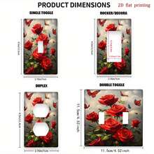 1pc Vintage Red Rose & Butterfly Switch Panel Cover, Decorative Wall Sticker For Bedroom, Kitchen, Bathroom, Home Improvement Essential - Multicolor - View 2