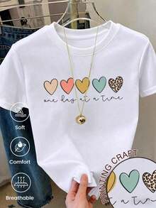 180g Made In Mexico, Spring/Summer 2026 Fashion Short Sleeve T-Shirt, Cartoon Print, Couple Style, Underwear/Outerwear, Casual Round Neck For Office, Unisex One Piece Top - 白色的 - 查看 1