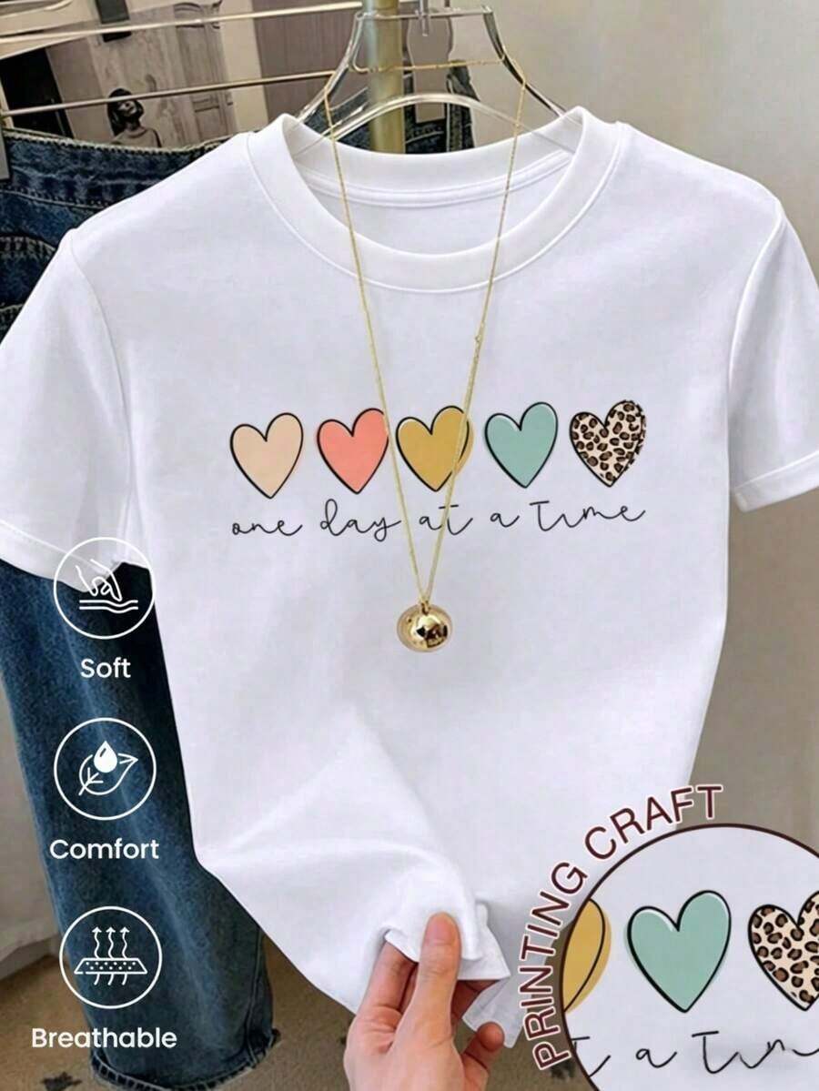 180g Made In Mexico, Spring/Summer 2026 Fashion Short Sleeve T-Shirt, Cartoon Print, Couple Style, Underwear/Outerwear, Casual Round Neck For Office, Unisex One Piece Top - 白色的 - 查看 1