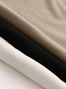 Nuevo conjunto de camiseta de manga corta, escote en V, delgada y versátil, de corte sexy para mujer - Multicolor - Ver 5