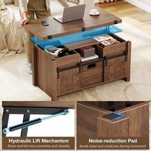 40 Farmhouse Lift Top Coffee Table With Sliding Barn Door,4 In 1 MultiFunction Coffee Tables With Storage Drawers Amp Hidden Co - Walnut- - View 6