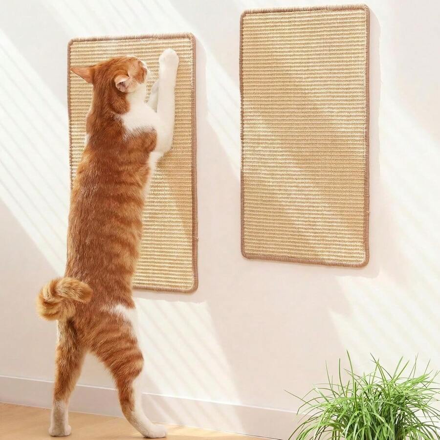 Alfombrilla rascadora para gatos de sisal natural, protege la alfombra y el sofá, alfombrilla rascadora para gatos de cuerda de sisal de alta calidad - súper duradera, resistente a arañazos, libre de suciedad, perfecta para el ejercicio, la relajación y el entretenimiento de las mascotas