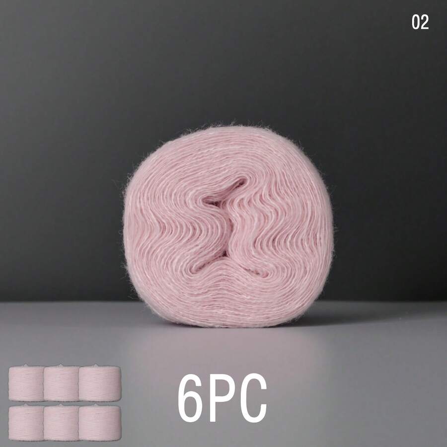 6Pack 300g Hand Blended Mohair Chunky Yarn - Fluffy Short Hair Double Stranded Colorful Yarn Ball, Woven Close Fitting Coarse Thread, Crochet Shawls Scarves