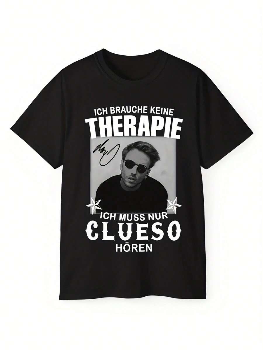Unisex T-Shirt Featuring The Clueso Logo And A German Song Lyric, Suitable For Both Men And Women. Soft And Versatile, This All-Season Casual Streetwear Essential Makes A Great Everyday Gift For Fans And Friends. With Its Crisp, Streamlined Cut, This Garment Creates A Clean And Vibrant Look. Its Relaxed Yet Flattering Silhouette Suits All Body Types, Offering A Style That Is Both Casual And Sophisticated. - 黑色 - 查看 1