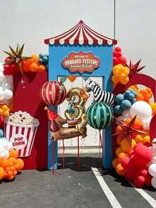 Matte Cake Sausage Dog Zebra Carnival Decor Set, Light Gold Number 0-9 Foil Balloons, Small Circus Lion, Carousel, Sea Lion Foil Balloon, Suitable For Circus Themed Birthday Party, Party Decorations, Holiday Decorations, Circus Event Decor, 1st Birthday Background, Photography Props, Decorative Items - Carnival Dog - View 4