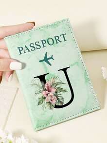 1pc A-Z 26 Letters Fashionable Letter Print Stylish Burgundy Passport Cover, Premium PU Leather Passport Wallet With Multi-Card Pockets For Credit Cards, Boarding Passes, And IDs, Compact And Portable Travel Essentials Organizer For Women, Men - Pink - View 132