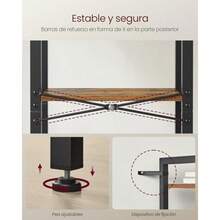 VASAGLE Librería de 4 Niveles, Biblioteca, Estantería para Oficina, Salón, Dormitorio, 24 x 40 x 107 cm, Industrial, MLLS099B01 - Tinta negra rústica - Ver 5