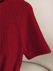 Body elegante y casual para mujer, body de manga corta y cuello redondo para uso diario - Rojo - Ver 6