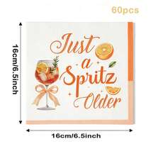 20/40/60張橘色 Just A Spritz 雞尾酒杯印花一次性餐巾紙，Aperol Spritz 生日主題派對面紙，13x13英吋 2層加厚夏季裝飾，義大利夏季慶祝派對用品 - 多色 - 查看 6