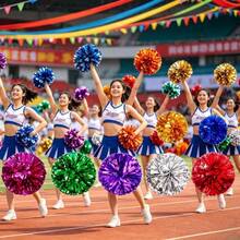 2 buah Pom Pom Pemandu Sorak, Bunga Genggam Upacara Pembukaan Pertandingan Olahraga, Bola Pemandu Sorak Kompetisi Sekolah, Perlengkapan Pemandu Sorak Festival - MultiWarna - View 2