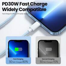 快速充电 USB-C 转 Lightning 数据线，兼容 14/13/12/11 Pro Max/XR/XS/X/8/7/6 Plus/SE，Type-C 转 Lightning 车载充电器 CarPlay 数据线，Type-C 转 Lightning 超快充电线，适用于 14/13/12/11/Mini/Pro/Pro Max/8 和 Pro - 彩色 - 查看 11
