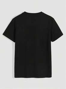 Camiseta Gráfica de Ojos de Anime para Hombre - Camiseta Casual de Manga Corta con Cuello Redondo, Poliéster Transpirable, Uso en Todas las Estaciones, Primavera y Otoño, Estampado - Negro - Ver 2