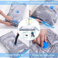 4 paquetes de bolsas de almacenamiento al vacío de alta resistencia para ropa, mantas y edredones - Hermético con bomba manual, reutilizable y resistente al desgarro, perfecto para viajes, mudanzas y almacenamiento estacional - Multicolor - Ver 9