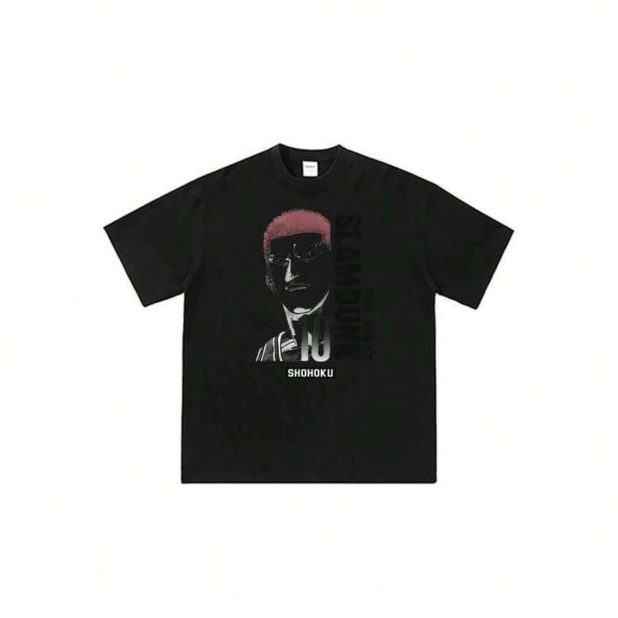 Camiseta unisex con estampado de dibujos animados de anime "Slams-Dunks-Hanamichi-Sakuragi-The-First", estilo urbano y casual de verano. - Negro - Ver 1