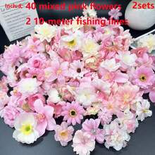 36件組懸掛花卉花環套件 DIY 天花板花卉裝飾組，花卉窗簾材料仿真花吊飾裝飾，漂浮花牆掛飾背景，適用婚禮、生日、房間佈置、家居裝飾與攝影設計 - 彩色 - 查看 16