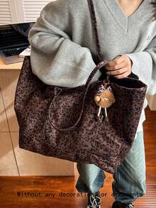 这款时尚的棕色帆布手提包采用豹纹印花设计，容量大，口袋多，非常适合专业人士、教师、学生、年轻女性和妈妈们使用。无论是上学、上班、购物、日常出行还是周末旅行，它都是理想之选。 - 棕色 - 查看 6