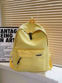 1pc Classic Basic Large Capacity Backpack For Back To School, With Laptop Compartment, Fashionable Multipurpose Backpack, Minimalist Solid Color Sports Bag, Adjustable Shoulder Straps, Lightweight Foldable Zipper Bag, Casual Travel Backpack, Suitable For Graduates, Boys, Girls, Teens/Youths, Outdoor, Travel, Middle School, High School, College, Any Occasion! - A - View 20