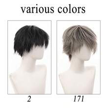 Men's Short Wig, Natural Fluffy Straight Synthetic Hair Wig With Bangs, Realistic Daily Cosplay Costume Wig For Men, Breathable & Lightweight, Halloween - Multicolor - View 2