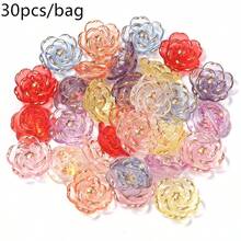 30 hạt acrylic hình hoa hồng, mạ AB, đáy phẳng, trong suốt, đường kính 19mm, được dập nổi hình hoa hồng, hoàn hảo để tạo ra các loại trang sức như vòng tay và dây chuyền. - Hoa hồng mạ vàng - Xem 15