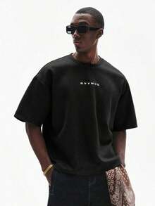 Men's Short Sleeve Crew Neck T-Shirt With Minimalist Print, Olive Green Graphic Tee, Oversized Printed Crop Top For Men, Unisex Washed T-Shirt. Y2K Style, Fashionable Style, Cute Style, Casual Style, Women's Blouses > Clothing. 230g (Sizes S-XXXL) - 6 - 查看 2