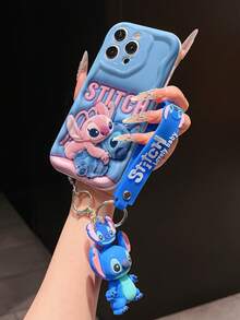 Disney Lilo And Stitch Phone Case : 3D Fluffy Pattern Border Protector Phone Soft Phone Case With A Free Cute Stitch Bracelet Chain Lanyard, Stitch, Lilo, Angel, For Apple 17 Promax 17 Pro 16 15 14 13 12 11 Pro Max XS Max X XR Soft Cover Summer Phone Case - trắng - Xem 4