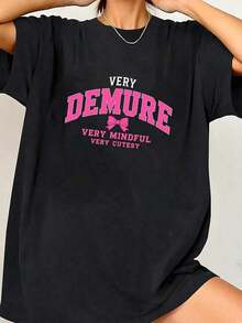 Pink Print T-Shirt For Valentine's Day, Casual For Women-2 - 軍綠色 - 查看 3