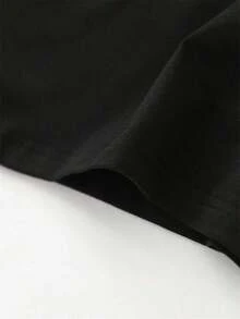 Camiseta Deportiva Casual para Mujer con Estampado Creativo de Chica Jugando Voleibol, Cuello Redondo, Manga Corta, Top Cómodo de Verano para Vacaciones - Negro - Ver 5