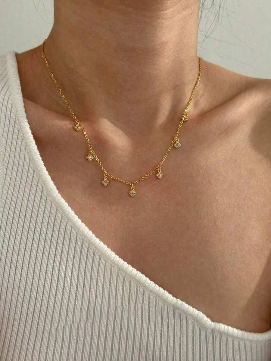 1 chiếc dây chuyền mạ vàng 18K, kiểu dáng đa năng, phù hợp cho các buổi hẹn hò, tụ họp, làm quà tặng và đeo hàng ngày. - Vàng - Xem 1
