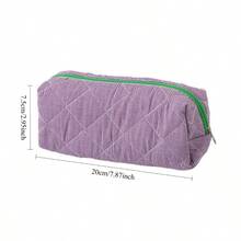Large Capacity Plaid Pencil Case Suitable For Office And School, Color Block Student Stationery Storage Bag With Portable Desktop Storage Pouch, Compact Stationery Organizer Box Suitable For Classroom Supplies - Style 1 - View 5